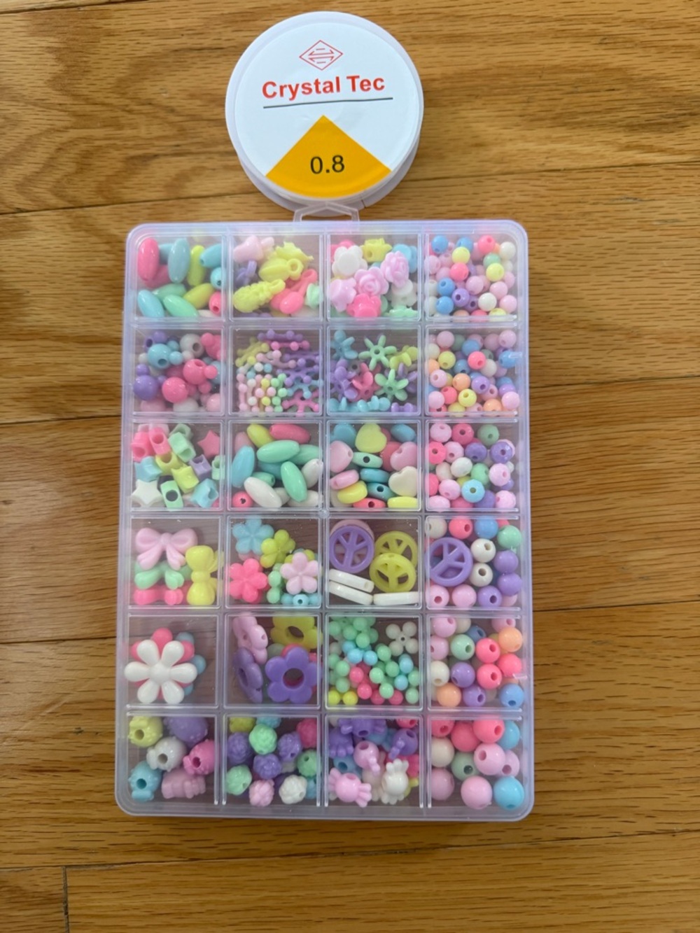 Source Unknown Pastel Bead Assortment - Pink, Purple, Blue, Yellow, Green, White